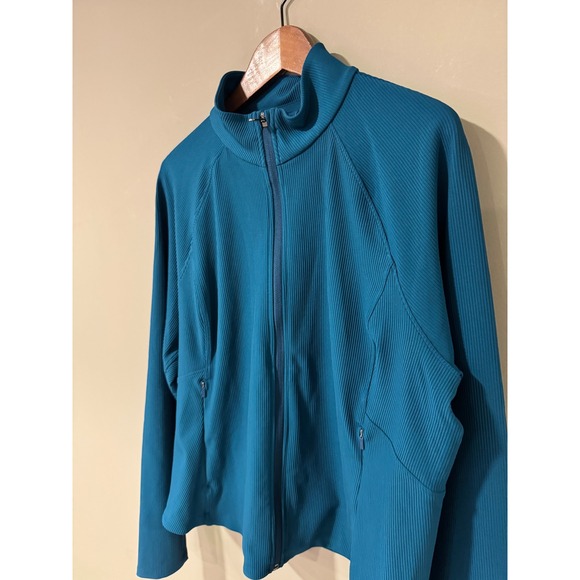 Athleta Salutation Jacket Ribbed Full Zip Long Sleeve Thumbholes Size 2X - Picture 3 of 9